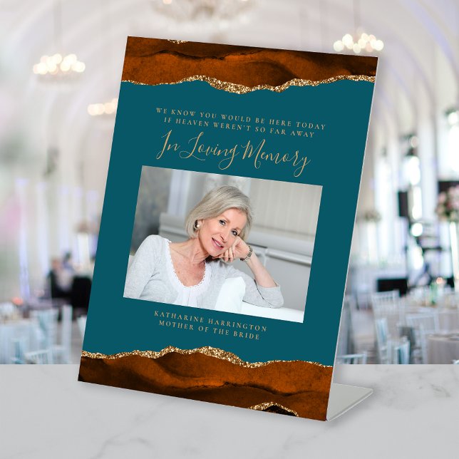 Signe De Table Dans Love Mémoire Photo Rust Mariage Turquoise (Créateur téléchargé)