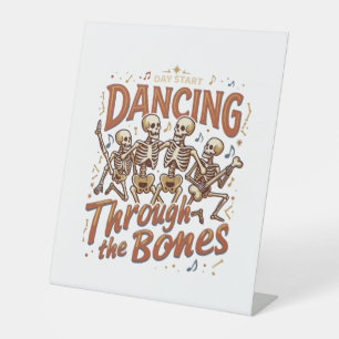 Signe De Table Danse à travers les squelettes d'Halloween Musique