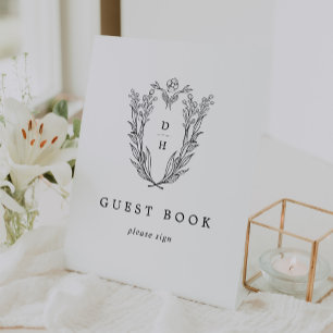 Signe De Table DAPHNE Noir Blanc Classique Mariage Livre d'or Sig