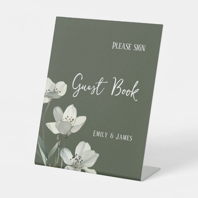 Signe De Table Dark Sage Green Botanical Wedding (Recto)