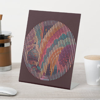 Signe De Table Dark Striped Circle Pedestal Sign – Customizable