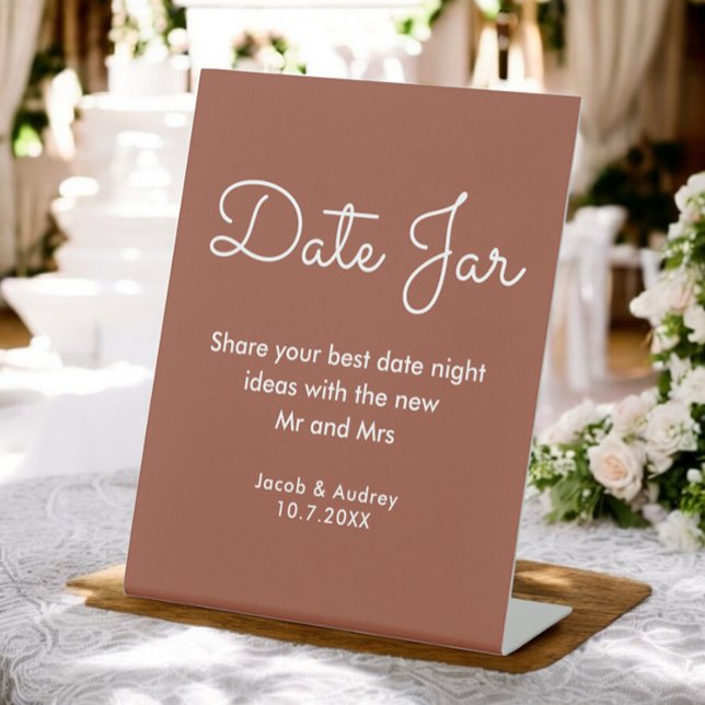 Signe De Table Date Jar Wedding shower Terracotta (Créateur téléchargé)