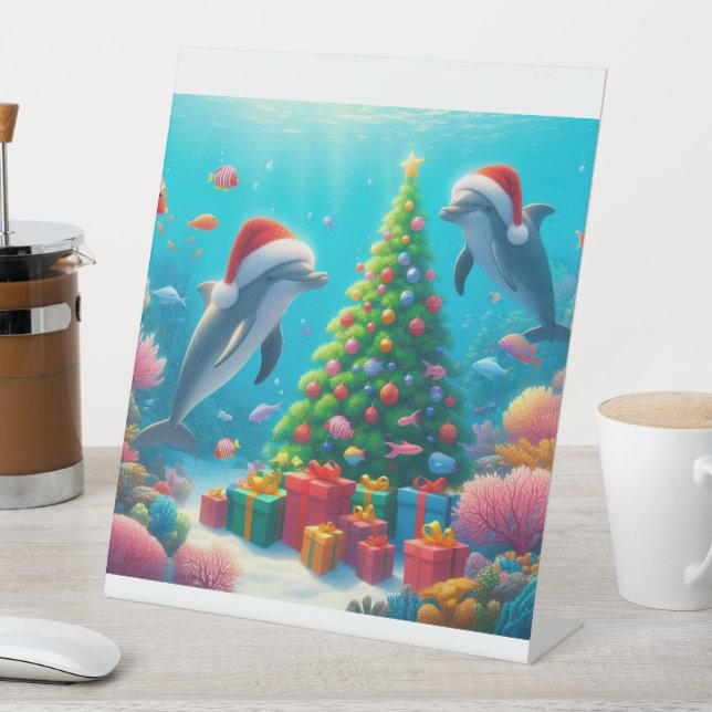 Signe De Table Dauphins de Noël (In SItu)