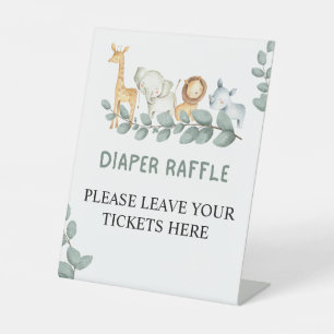 Signe De Table Déchets Raffle Wild One Zoo Animaux Baby shower