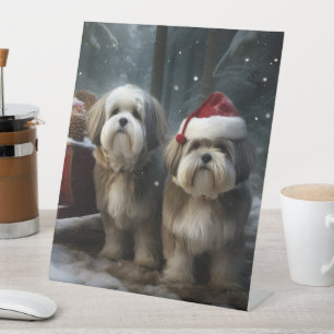 Signe De Table Décor de Noël Malti tzu Snowy Sleigh
