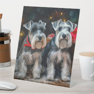 Signe De Table Décor de Noël Schnauzer Snowy Sleigh