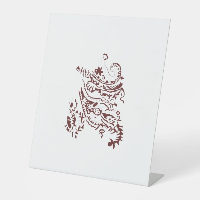 Signe De Table Décor rouge orangé (Recto)