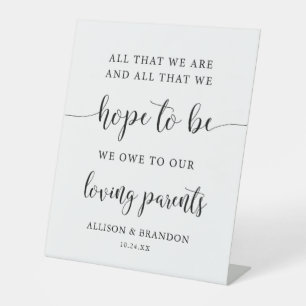 Signe De Table Dédié À Nos Parents Mariage