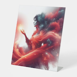 Signe De Table Déesse céleste cosmique Galaxie de nuage rouge abs
