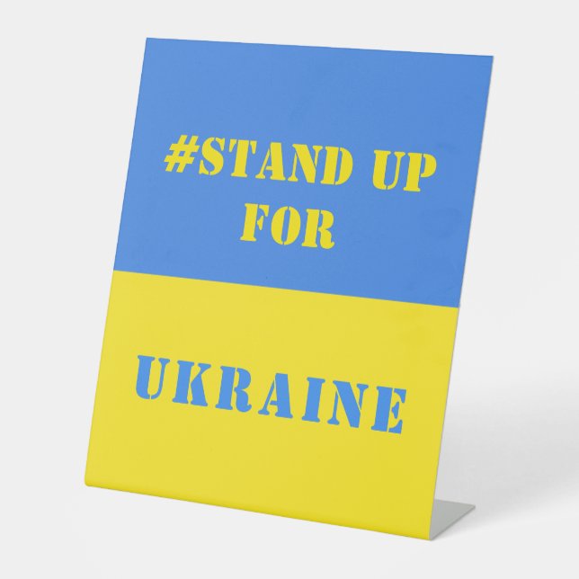 Signe De Table Défendre L'Ukraine - Liberté - Drapeau Ukrainien (Recto)
