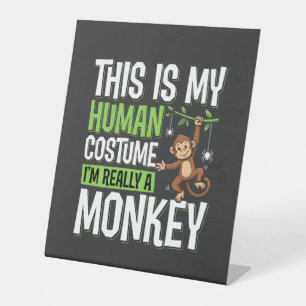 Signe De Table Déguisement de singe drôle vecteur Halloween