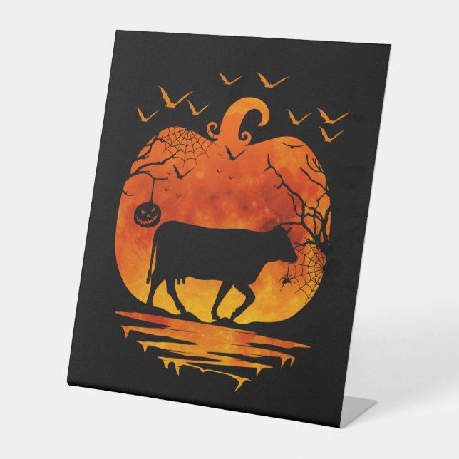 SIGNE DE TABLE DÉGUISEMENT DE VACHE POUR HALLOWEEN CITROUILLE SAI (Recto)