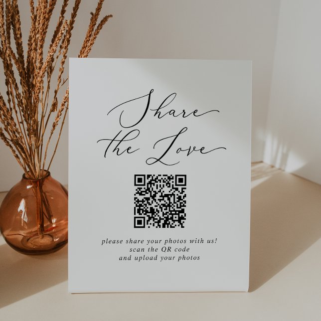 Signe De Table Délicat Black Share The Love QR Code Mariage (Créateur téléchargé)