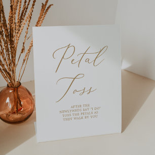 Signe De Table Délicat Gold Calligraphie Mariage Petal Toss