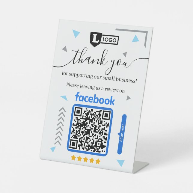 Signe De Table Demande d'avis Facebook avec logo et code QR (Recto)