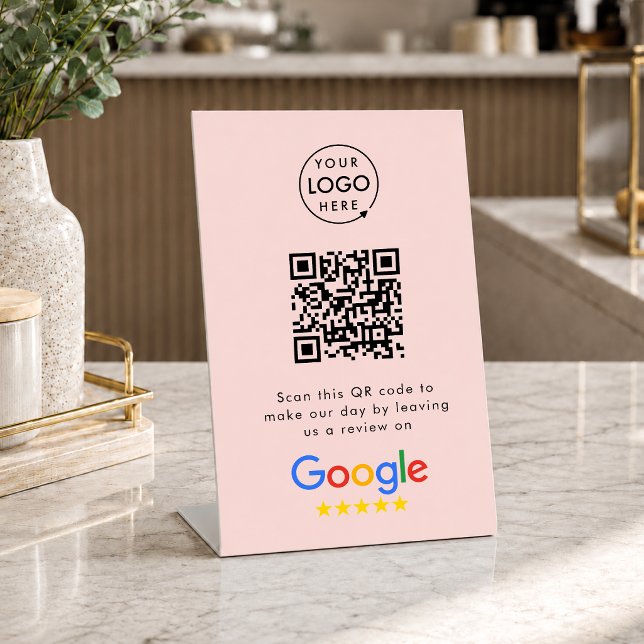 Signe De Table Demande d'avis Google | Code QR Logo Entreprise Ro (Gain Google reviews & grow your business with this editable call-to-action rating request signage.)