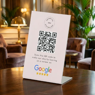 Signe De Table Demande d'avis Google Review Code QR Logo Entrep