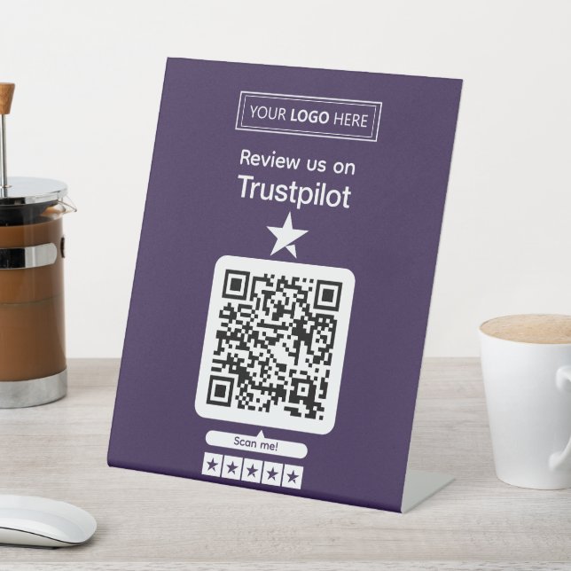 Signe De Table Demande d'avis Trustpilot avec code QR scannable (In SItu)