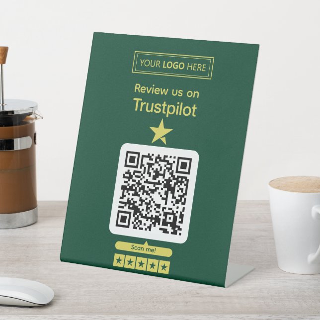 Signe De Table Demande d'avis Trustpilot avec code QR scannable (In SItu)