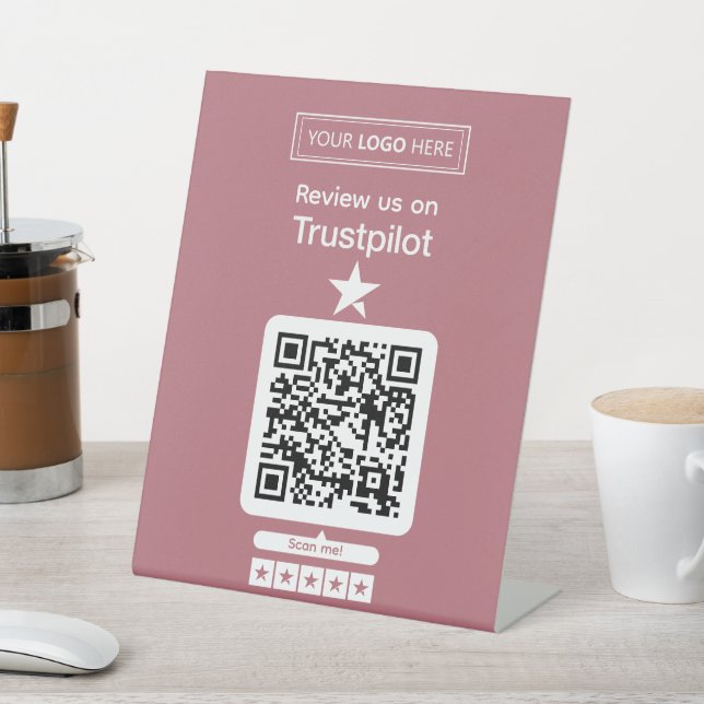 Signe De Table Demande d'avis Trustpilot avec code QR scannable (In SItu)