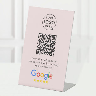 Signe De Table Demande de révision Google   Code QR Logo d'entrep