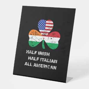 Signe De Table Demi-irlandais demi-italien Shamrock du drapeau am