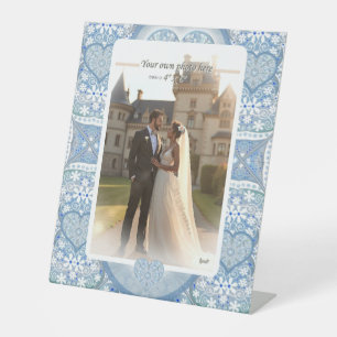 Signe De Table Dentelle en céramique bleu clair