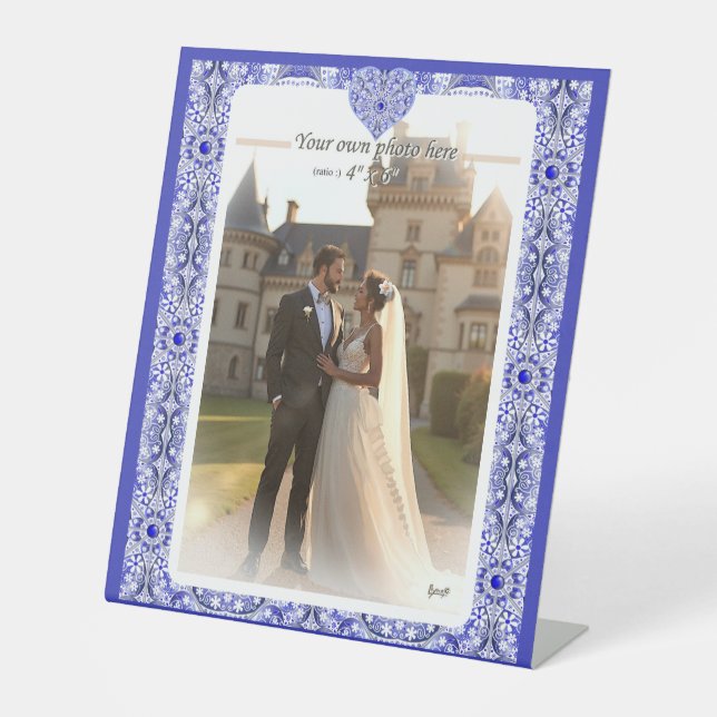 Signe De Table Dentelle en céramique Bleu de grèce (Recto)