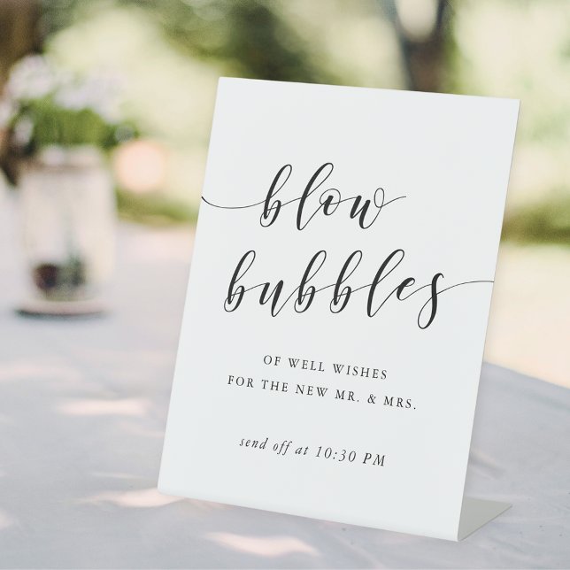 Signe De Table Départ de mariage avec bulles de calligraphie mode (Créateur téléchargé)