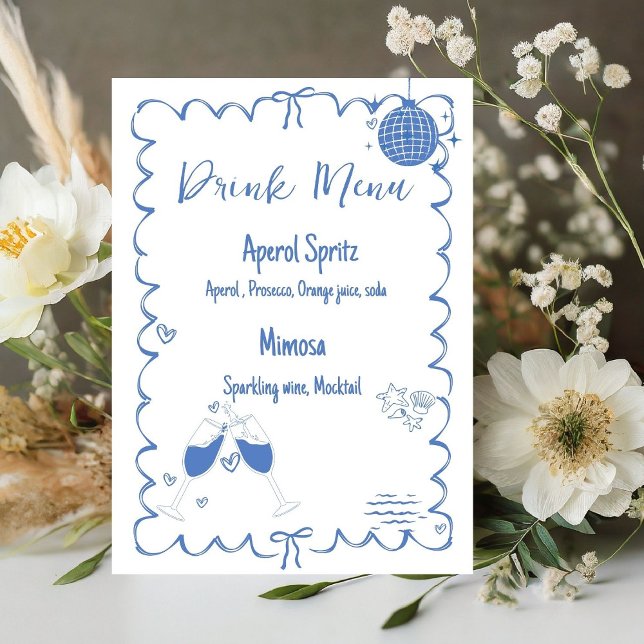 Signe De Table Dernier Toast On the Coast Drink Menu bachelorette (Créateur téléchargé)