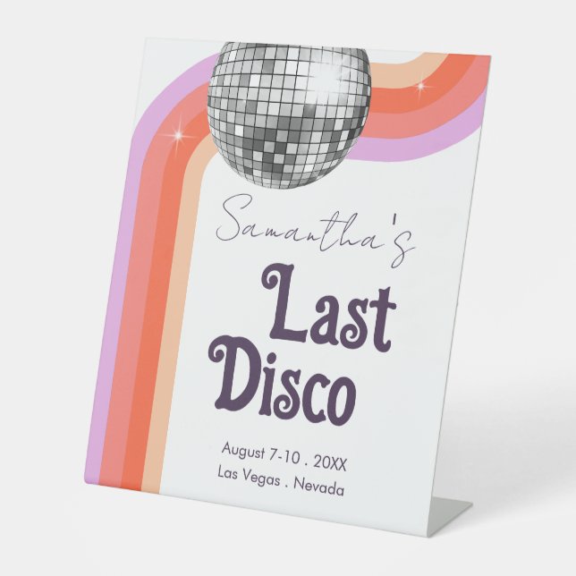 Signe De Table Dernière discothèque Rétro Bachelorette rose (Recto)