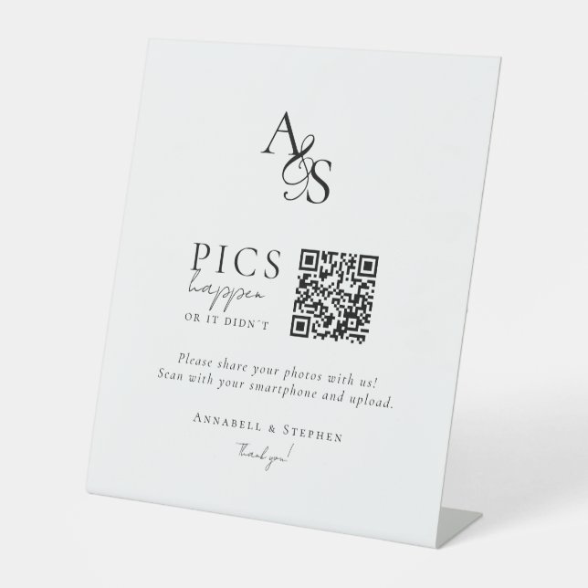 Signe De Table Des photos ! Photo, QR-Code, Mariage (Recto)