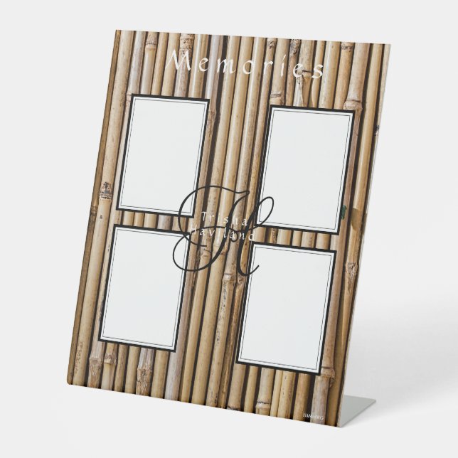 Signe De Table Design en bambou Affichage quatre photos HAMbyWG (Recto)