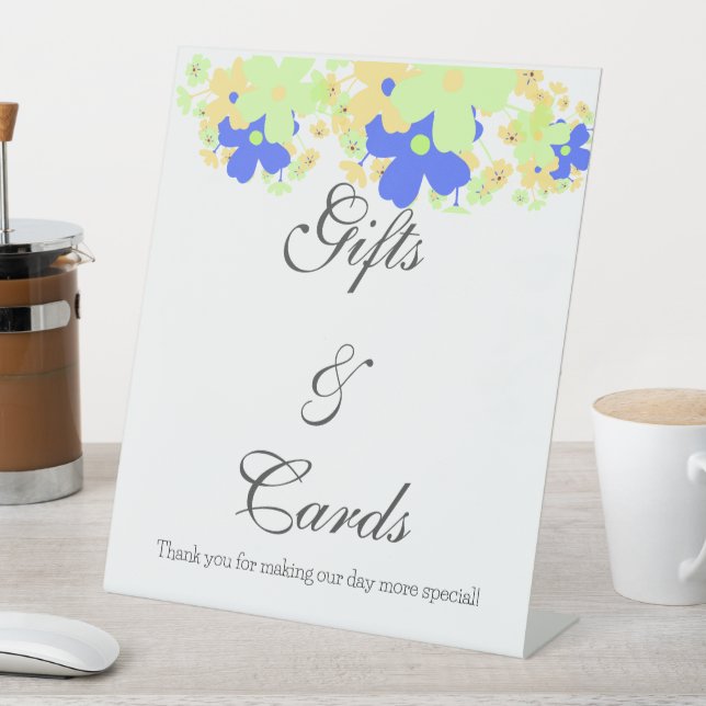 Signe De Table Design floral élégant jaune vert bleu (In SItu)