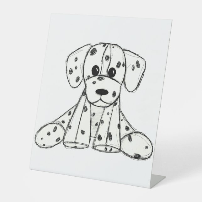 Signe De Table Dessin simple de contour de chien dalmate rembourr (Recto)