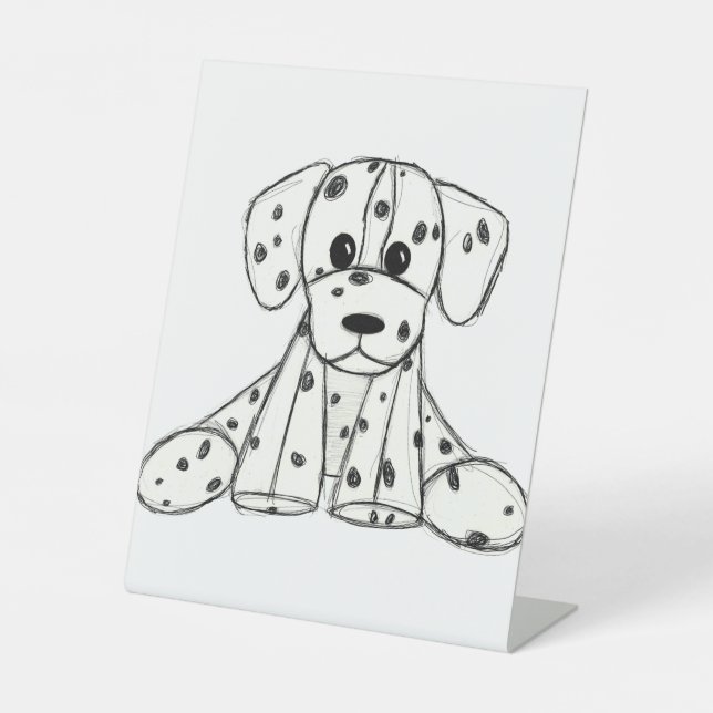 Signe De Table Dessin simple de contour de chien en peluche dalma (Recto)