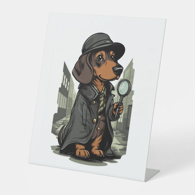 Signe De Table Détective Dachshund - Mystery Solving Dog (Recto)