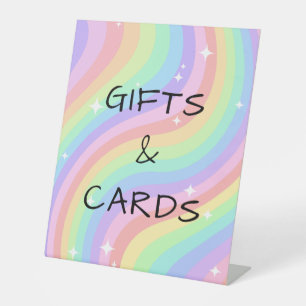 Signe De Table Deux cartes-cadeaux arc-en-ciel pastel rétro groov