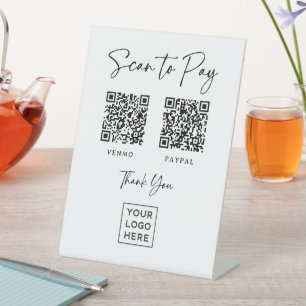 Signe De Table Deux façons de payer Code QR scannable de script