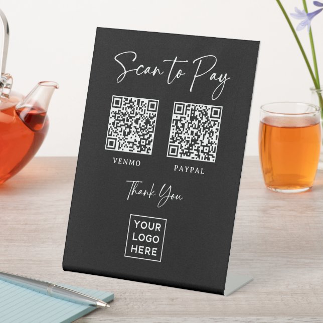 Signe De Table Deux façons de payer | Élégant code QR à balayage  (In SItu)