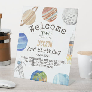 Signe De Table Deux vers la Lune   Décor pour le 2e anniversaire 