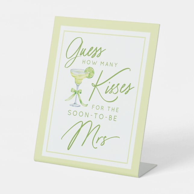Signe De Table Devinez combien de baisers pour la Baby Shower de  (Recto)