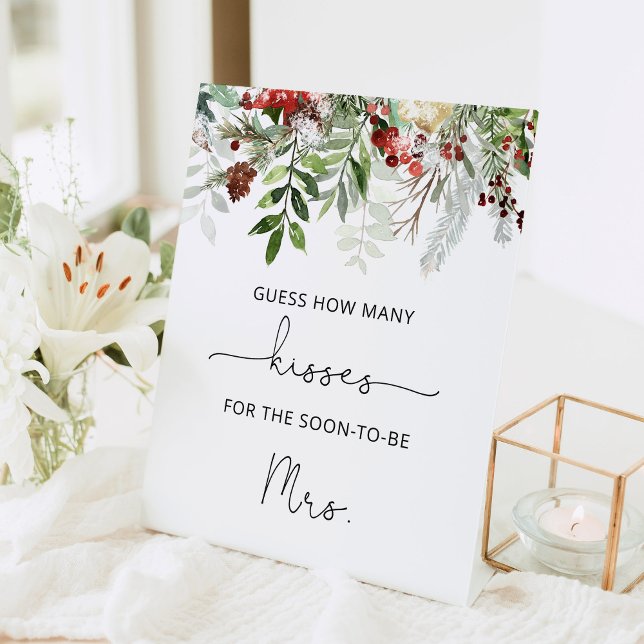 Signe De Table Devinez combien de baisers pour mariage Evergreen (Créateur téléchargé)