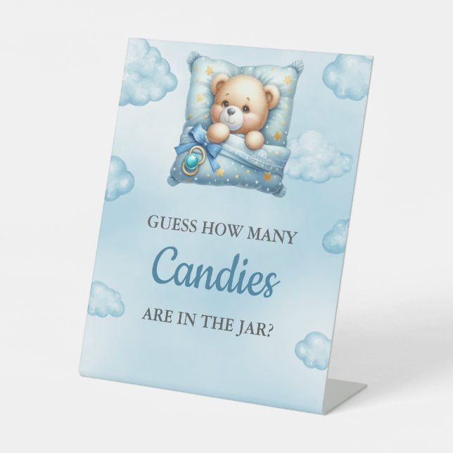 Signe De Table Devinez combien de bonbons Jeu Coussin Teddy Bear (Recto)