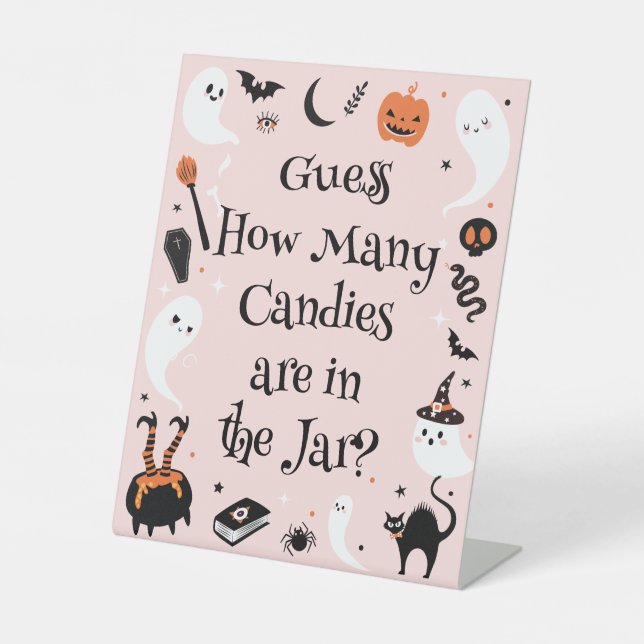 Signe De Table Devinez combien pour la Baby Shower d'Halloween (Recto)