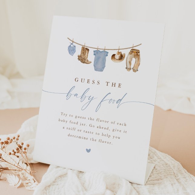 Signe De Table Devinez la Nourriture pour Bébé Baby Shower Cowboy (Créateur téléchargé)