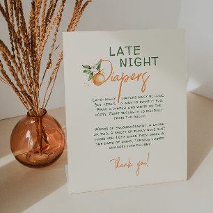 Signe De Table Diapositives De Nuit Tard De L'Orange Citrus Littl