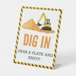 Signe De Table DIG IN : Thème de construction Anniversaire Tablet
