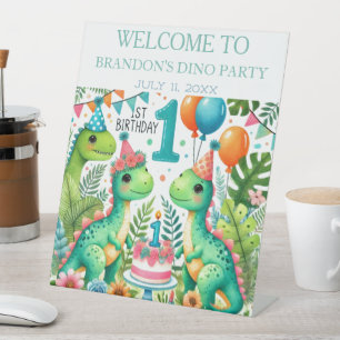 Signe De Table Dinosaur Dino 1er anniversaire Boy Party Affiche d