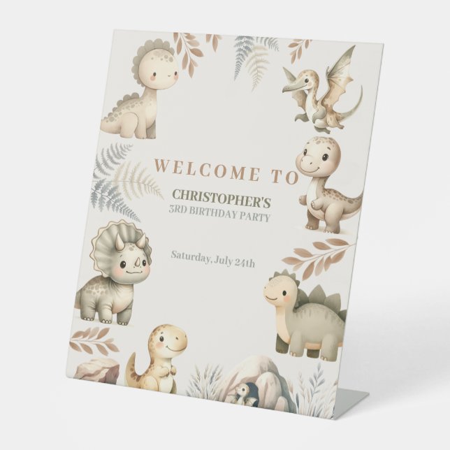 Signe De Table Dinosaure Boho Roaring Thème Anniversaire (Recto)